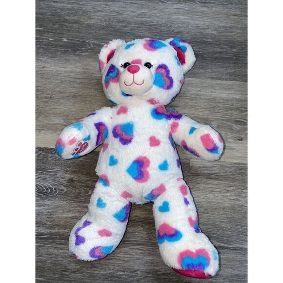 Build a Bear Workshop 2014 HEARTS and HUGS White Love Fur Plush Teddy BAB 17” - Picture 1 of 4